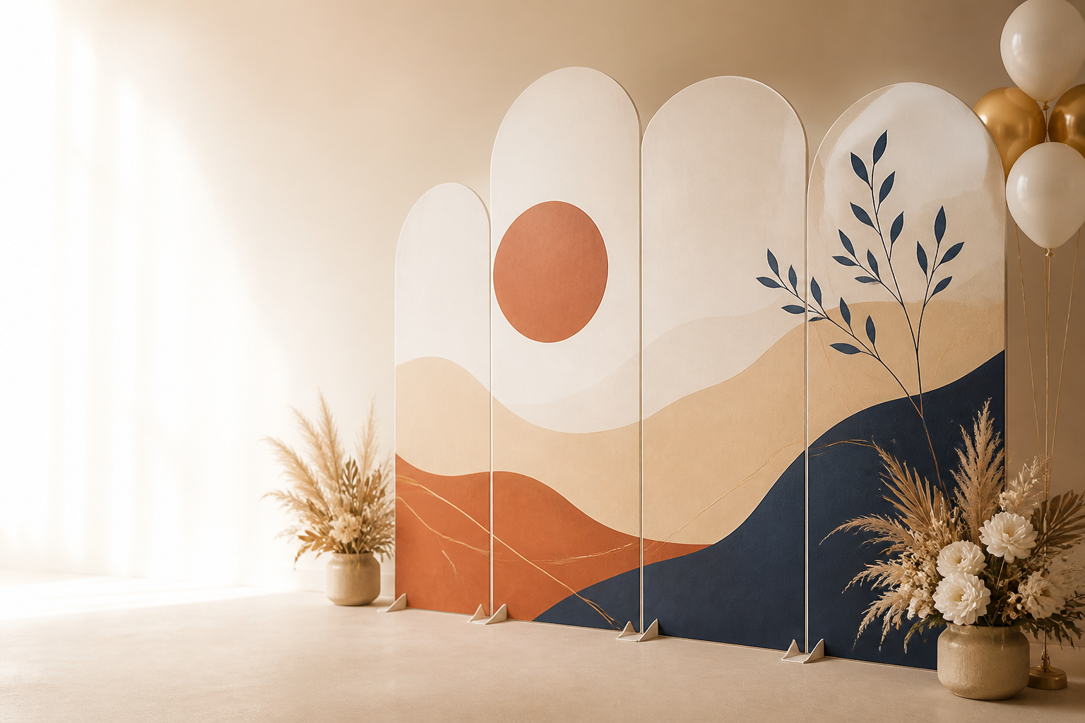 Ejemplo de un backdrop delgado de FoamBoard en un evento